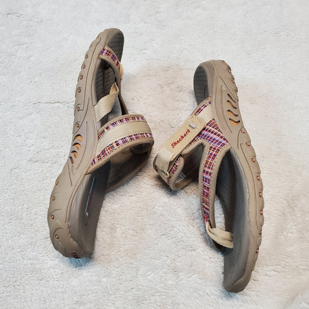 Skechers Tan Plaid Summer Simple Everyday Casual Open Toe Strappy Sandal Women 9 - Picture 5 of 9